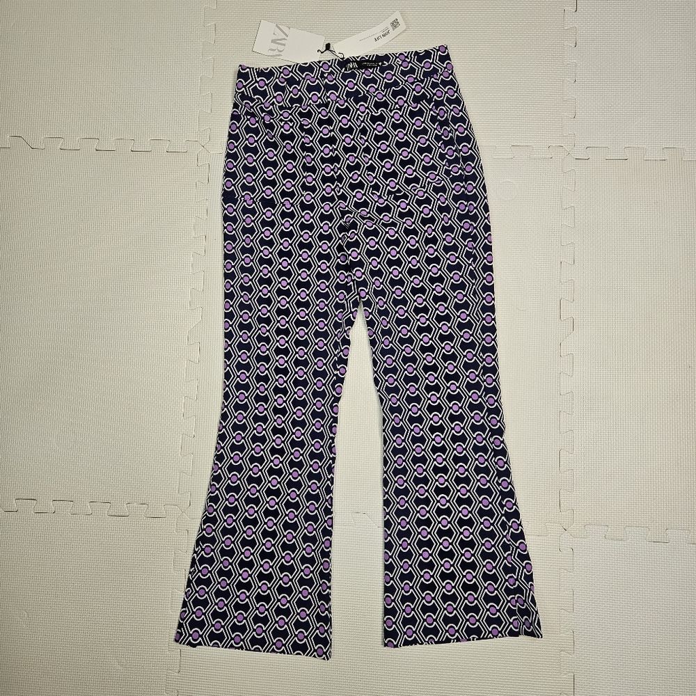 Purple and Black Patterned Flare Pants